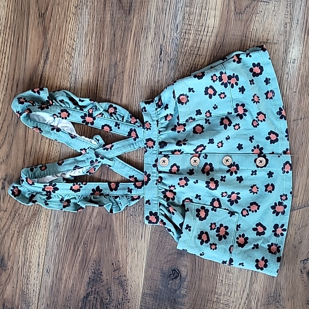 Wonder Nation Skirt Overalls, Size 12m, Sage Green with Leopard Print